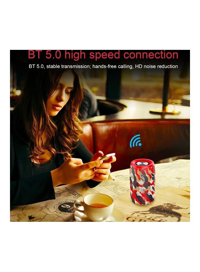 NIBEMINENT Portable Wireless Bluetooth Speaker Camouflage Red  - Image 2