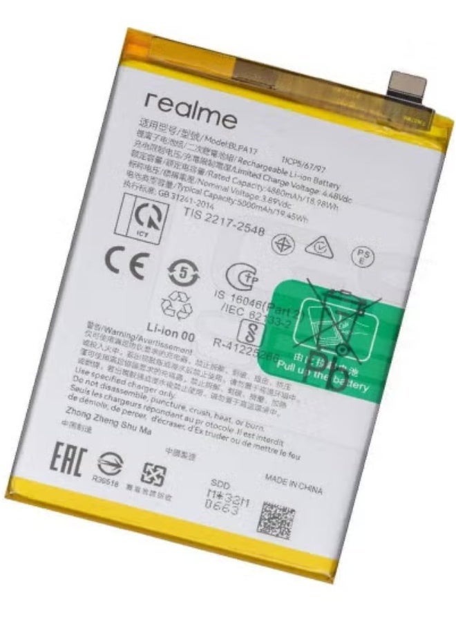 MUNTAQI Original Replacement Battery for Realme C53 (RMX3760), Realme C67 (RMX3890), Realme 12 5G, Realme 12X 5G & Realme C65 4G ‚Äì High Capacity Li-ion Battery with Long Life Cycle | Safe, Durable & Perfect Fit Power Solution for Realme Smartphones - Image 1