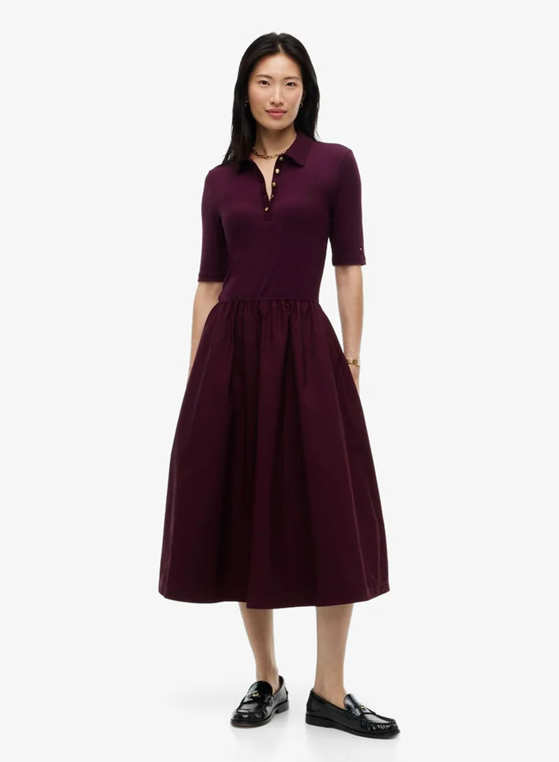 تومي هيلفيغر Midi Fit And Flare Polo Dress