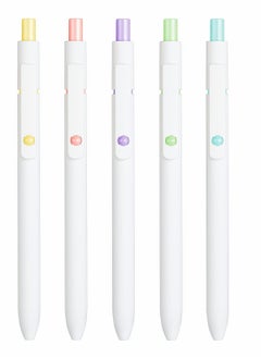 KASTWAVE 0.5 Gel Pen, Cute Kawaii Pens, Boxed Pen, Office Pen, Fine Point Signing Pen, Retractable Rolling Ball Quick-dry Ink Pens, Black Ink Smooth Writing Pen, for School Office Home, 5pcs (Academic Colors)  - Image 2