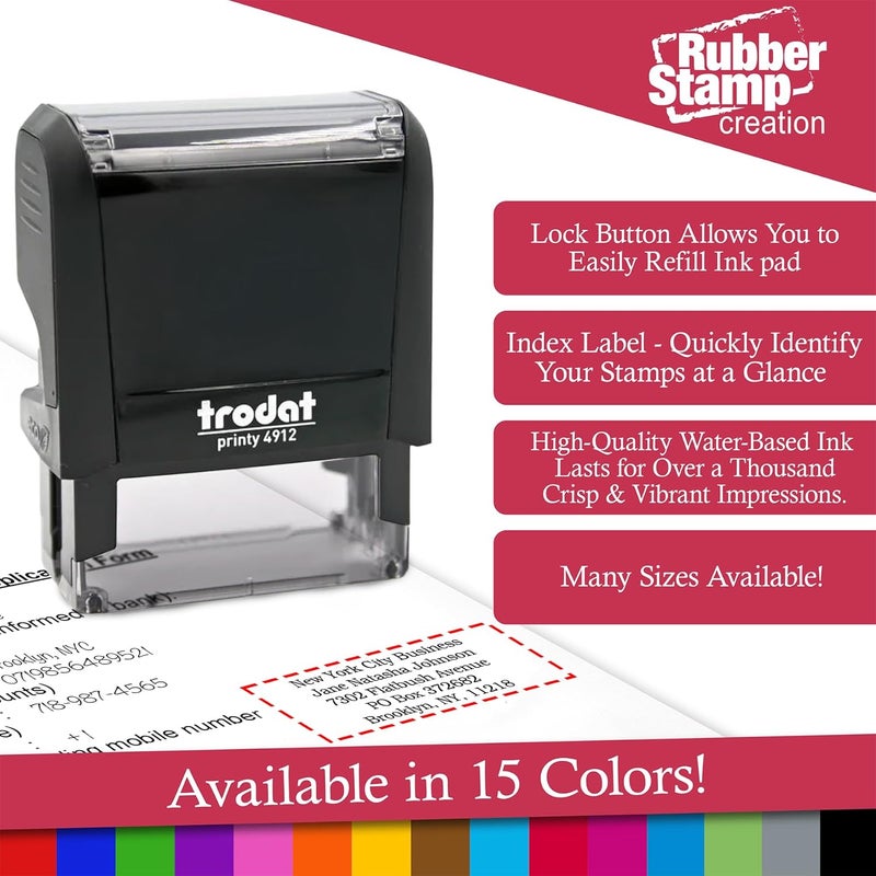 رابر ستامب كرييشن Trodat 4913 Return Address Stamp - Custom Text Stamp - Choose from Many Fonts u0026 15 Ink Colors! - Image 1