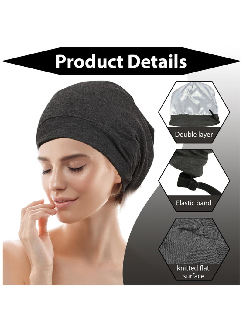 SOLARAE Sleep Cap for Hair Care Hair Bonnet for Sleeping Silk Sleep Cap with Wide Elastic Band Night Cap Silk Bonnet Sleep Cap for Curly Hair Silk Hair Wrap for Sleeping Women Hair Care Frizz-Free - Image 3