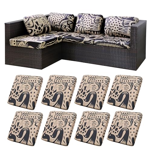 BIETYONE 8Pcs Stretch Patio Cushion Coversfor Outdoor Couch Cushion Covers ReplacementOutdoor Sofa Covers Patio Slipcovers Couch CoverWashable Furniture Cover Pigeon2 Cover Only - Image 1