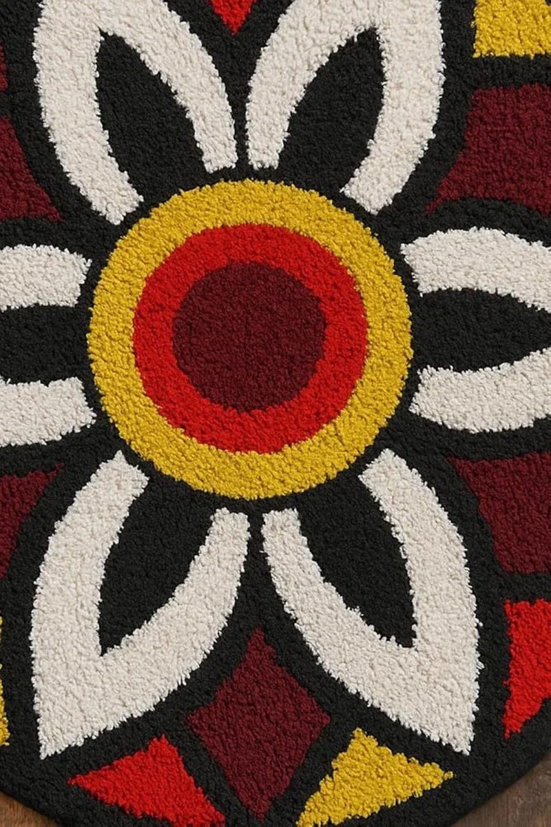ROYAL TREND Traditional As Well As Polyester Antiskid Modern Rangoli Round Shape Round Shape Door Mat For Home Decoration Rangoli Mats For Floor Decoration Door Decoration (24X24 Inch,Multi Color - Image 3