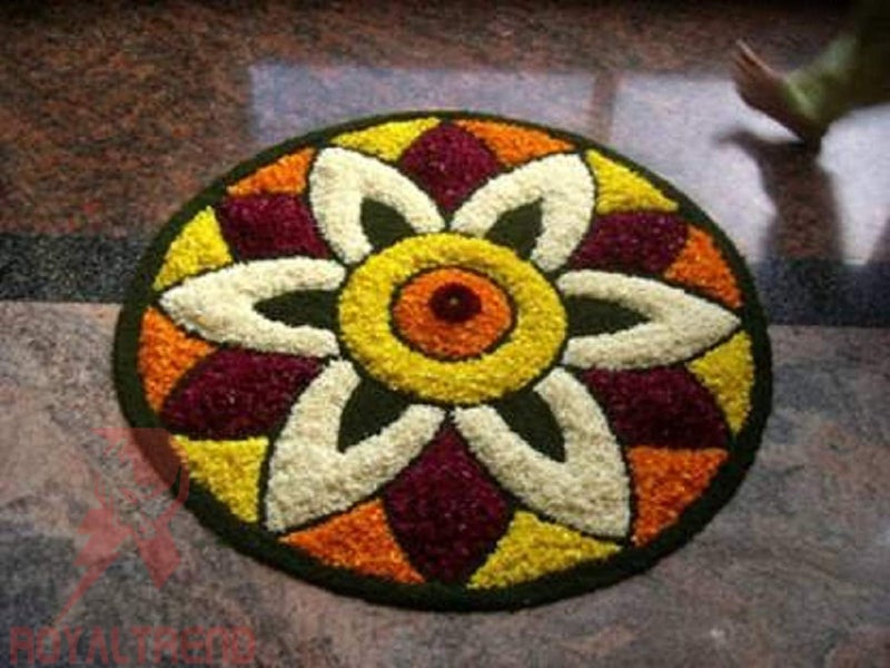 ROYAL TREND Traditional As Well As Polyester Antiskid Modern Rangoli Round Shape Round Shape Door Mat For Home Decoration Rangoli Mats For Floor Decoration Door Decoration (24X24 Inch,Multi Color - Image 2