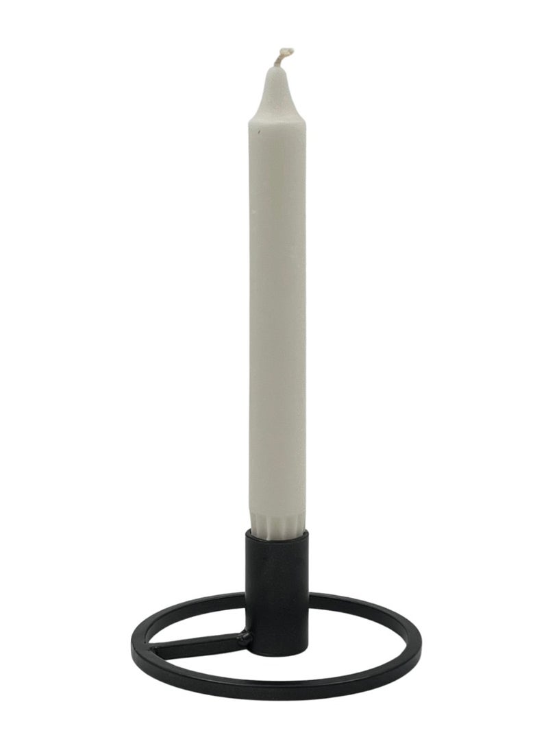 Metal Candle Holder With Closed Ring Base - Black - Set of 2  - Image 3