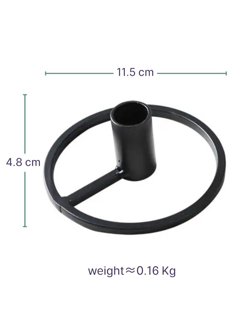 Metal Candle Holder With Closed Ring Base - Black - Set of 2  - Image 4