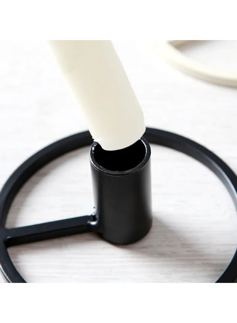 Metal Candle Holder With Closed Ring Base - Black - Set of 2  - Image 5