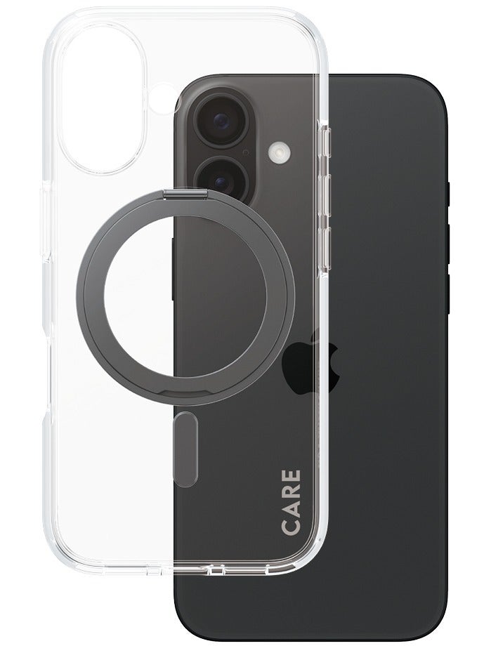 PanzerGlass CARE Case With Kickstand and MagSafe iPhone 16 - Clear Black - Image 1