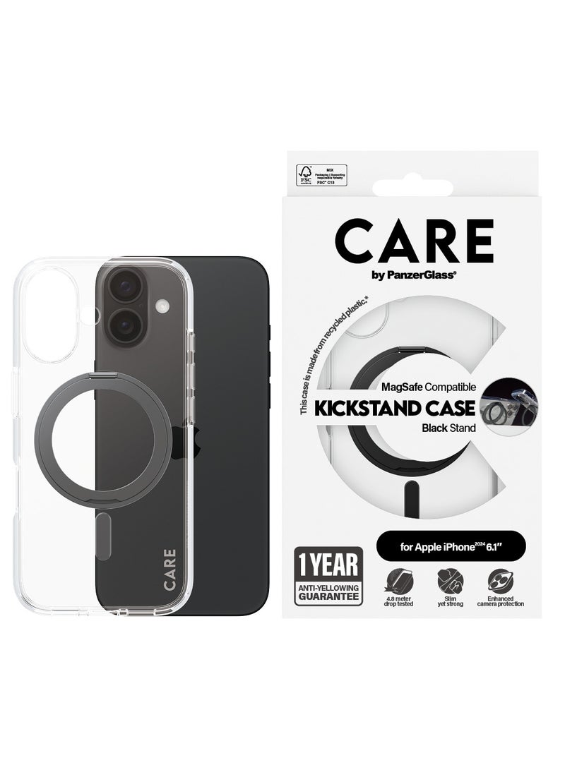 PanzerGlass CARE Case With Kickstand and MagSafe iPhone 16 - Clear Black - Image 2