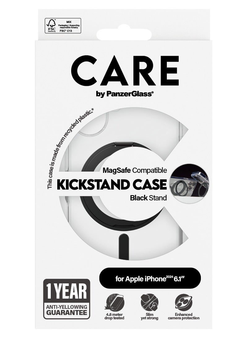 PanzerGlass CARE Case With Kickstand and MagSafe iPhone 16 - Clear Black - Image 3