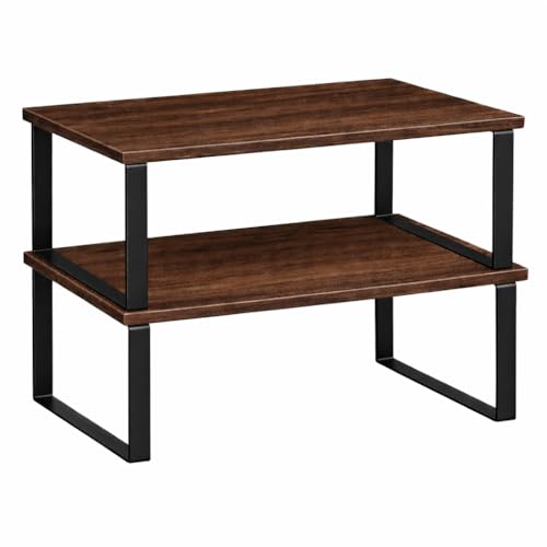 Silant Makers Cabinet Organizer Shelf, Set of 2 Kitchen Counter Shelves, Kitchen Storage, Spice Rack, Stackable, Expandable, Metal and Engineered Wood (Natural Wood + Matte Black, 15.6" W) - Image 1