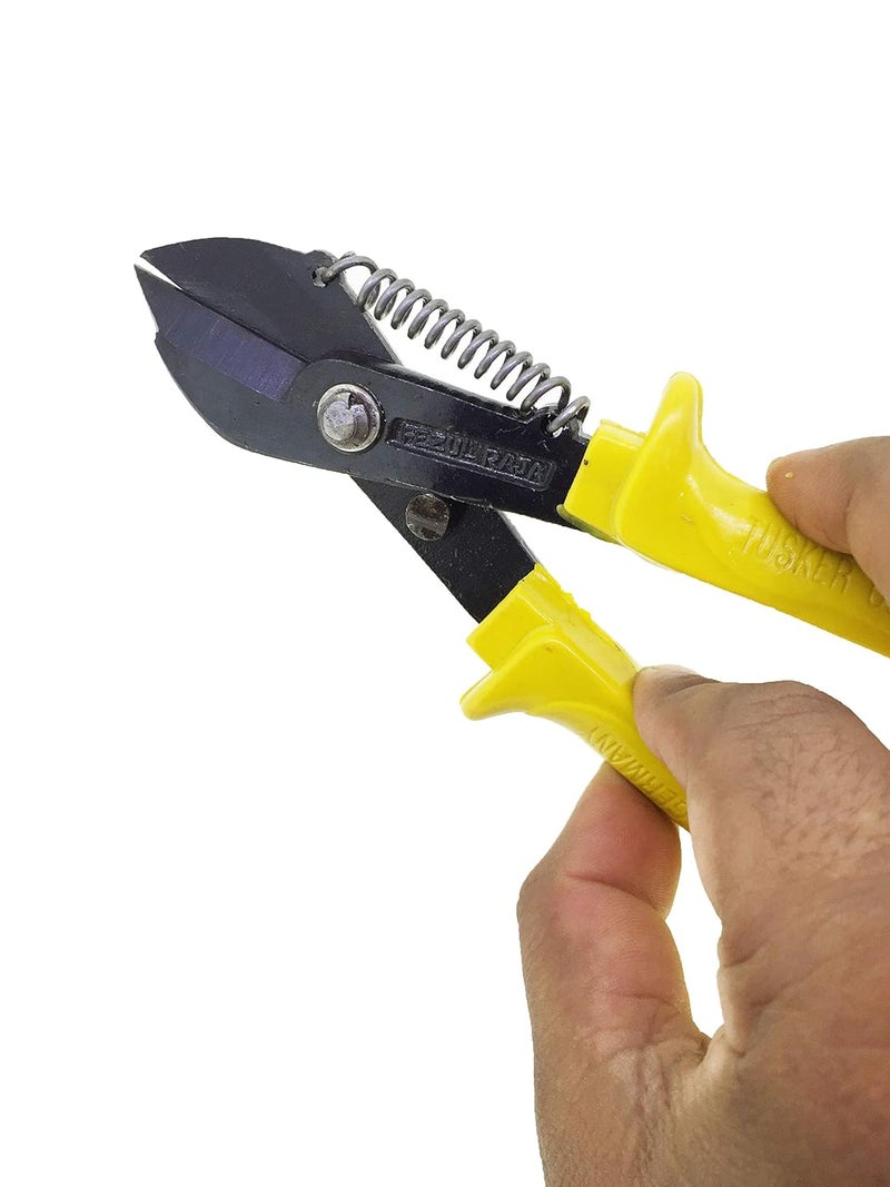 SWISSO YellowBlack with PVC Griped Spring Loaded 8 Inch Heavy Duty Tin Snips Cut Sheet Metal Cutter Cutting Shears Tools - Image 2