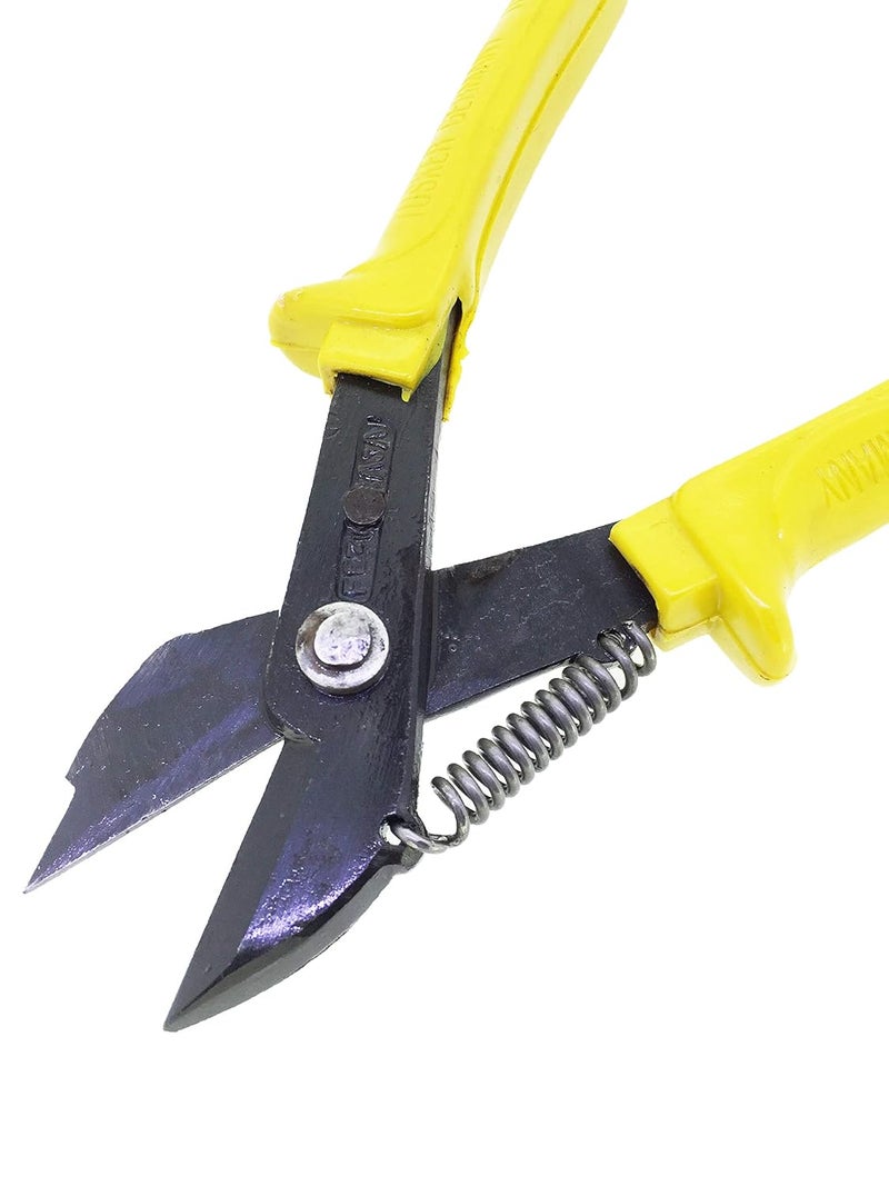 SWISSO YellowBlack with PVC Griped Spring Loaded 8 Inch Heavy Duty Tin Snips Cut Sheet Metal Cutter Cutting Shears Tools - Image 5
