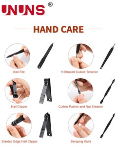 UNUNS 16 Pcs Nail Clipper Set,Manicure Set,Carbon Steel Manicure Kit,Pedicure Kit With Nail Clippers,Personal Care Tools,Grooming Kit With Luxurious Brown Leather Portable Travel Case,Gifts For Men Women  - Image 4