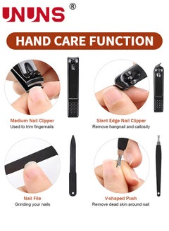 UNUNS 16 Pcs Nail Clipper Set,Manicure Set,Carbon Steel Manicure Kit,Pedicure Kit With Nail Clippers,Personal Care Tools,Grooming Kit With Luxurious Brown Leather Portable Travel Case,Gifts For Men Women  - Image 5
