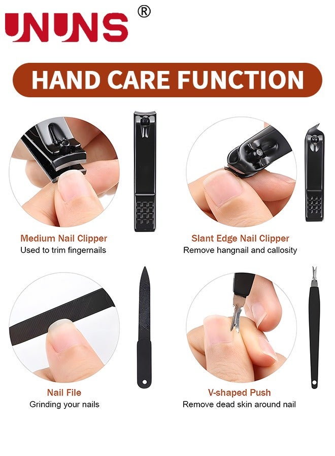 UNUNS 16 Pcs Nail Clipper Set,Manicure Set,Carbon Steel Manicure Kit,Pedicure Kit With Nail Clippers,Personal Care Tools,Grooming Kit With Luxurious Brown Leather Portable Travel Case,Gifts For Men Women - Image 5