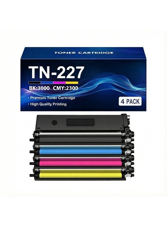 4-Pack Compatible High Yield Toner Cartridge Replacement for Brother TN227 TN247 TN243 Works with Brother HL-L3210CW HL-L3270CDW HL-L3230CDW MFC-L3750CDW MFC-L3770CDW Printer - (Non-OEM) - Image 1