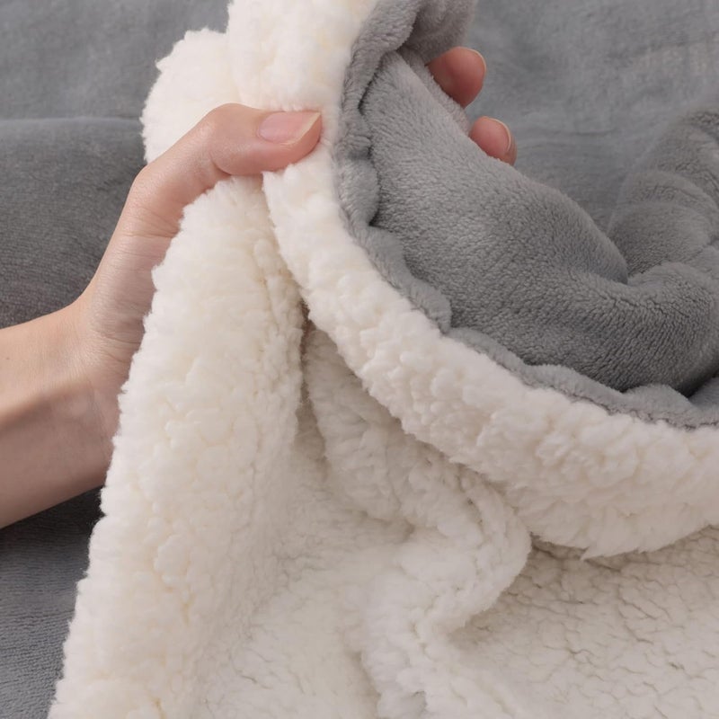 NANPIPER King Size Sherpa Blanket, Soft Fleece Throw for Bed, Reversible Thick Fuzzy Blanket for Winter (Light Grey, 90x108 inches) - Image 5
