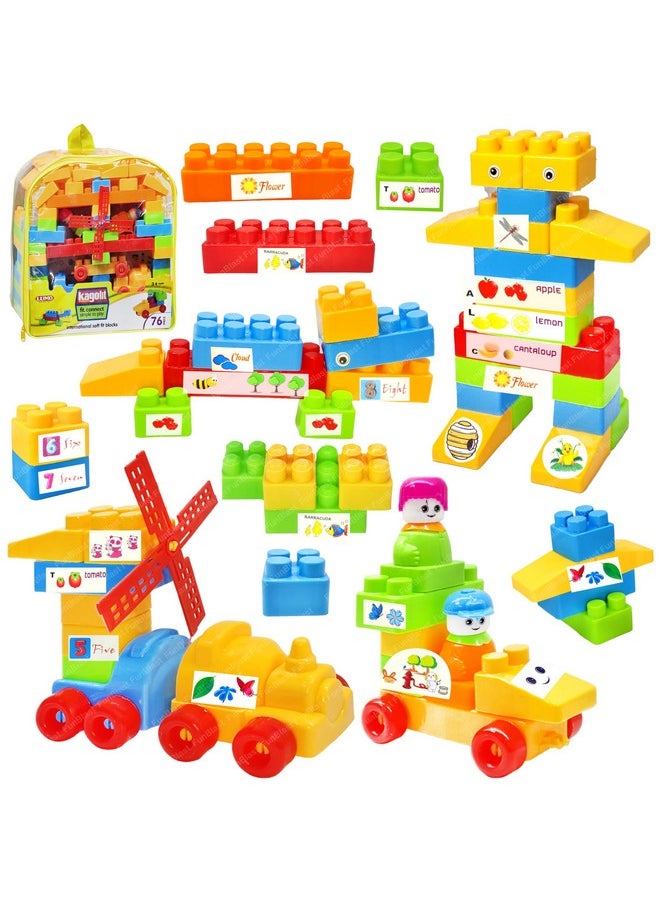 FunBlast FunBlast Building Blocks for Kids - DIY Plastic Building Blocks for Kids Puzzle Games for Kids, Toys for Children Educational & Learning Toy for 3+ Years Kids, Girls & Boys (76 Pcs-Multicolor)  - Image 1