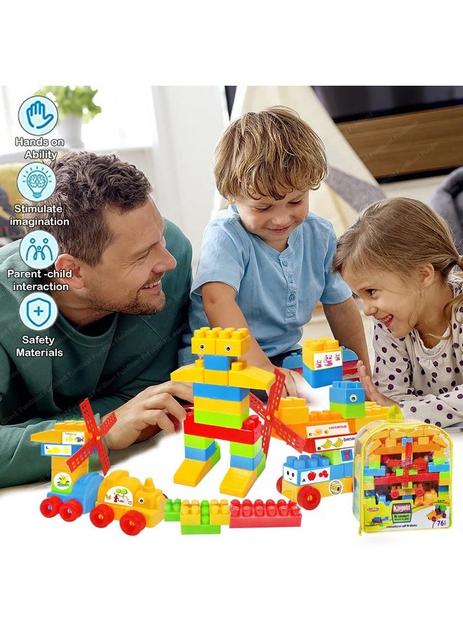 FunBlast FunBlast Building Blocks for Kids - DIY Plastic Building Blocks for Kids Puzzle Games for Kids, Toys for Children Educational & Learning Toy for 3+ Years Kids, Girls & Boys (76 Pcs-Multicolor)  - Image 3
