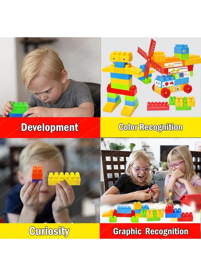 FunBlast FunBlast Building Blocks for Kids - DIY Plastic Building Blocks for Kids Puzzle Games for Kids, Toys for Children Educational & Learning Toy for 3+ Years Kids, Girls & Boys (76 Pcs-Multicolor)  - Image 4