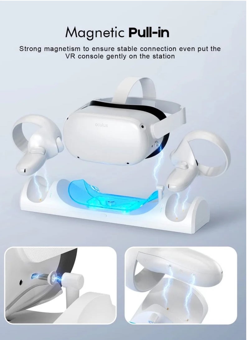 Charging Dock for Oculus Quest 2 / Meta Quest 2 with LED Light, Magnetic Charging Station for VR Headset and Touch Controllers, with 2 Rechargeable Batteries/Type-C Charger Cable - Image 3