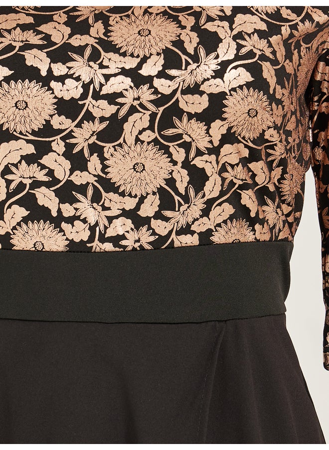 Styli Styli Jacquard V Neck Wide Leg Jumpsuit with Layered Overlay  - Image 3