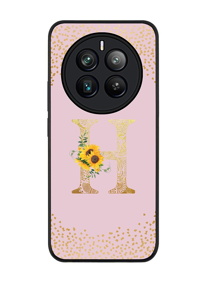 Stylizedd Rugged Black edge case for Realme 12 Pro / Realme 12 Pro Plus 5G, Custom Monogram Initial Letter Mandala Floral Pattern Alphabet-H (Pink ) - Image 1