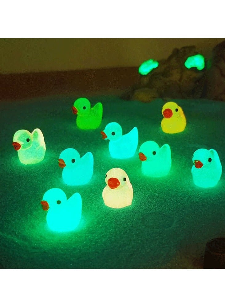 وينر 100 قطعة من البط الصغير المضيء المصنوع من الراتنج، زينة مصغرة على شكل بطة تتوهج في الظلام، لتزيين السلايم وبيت الدمى والحديقة (ألوان متعددة) - Image 3
