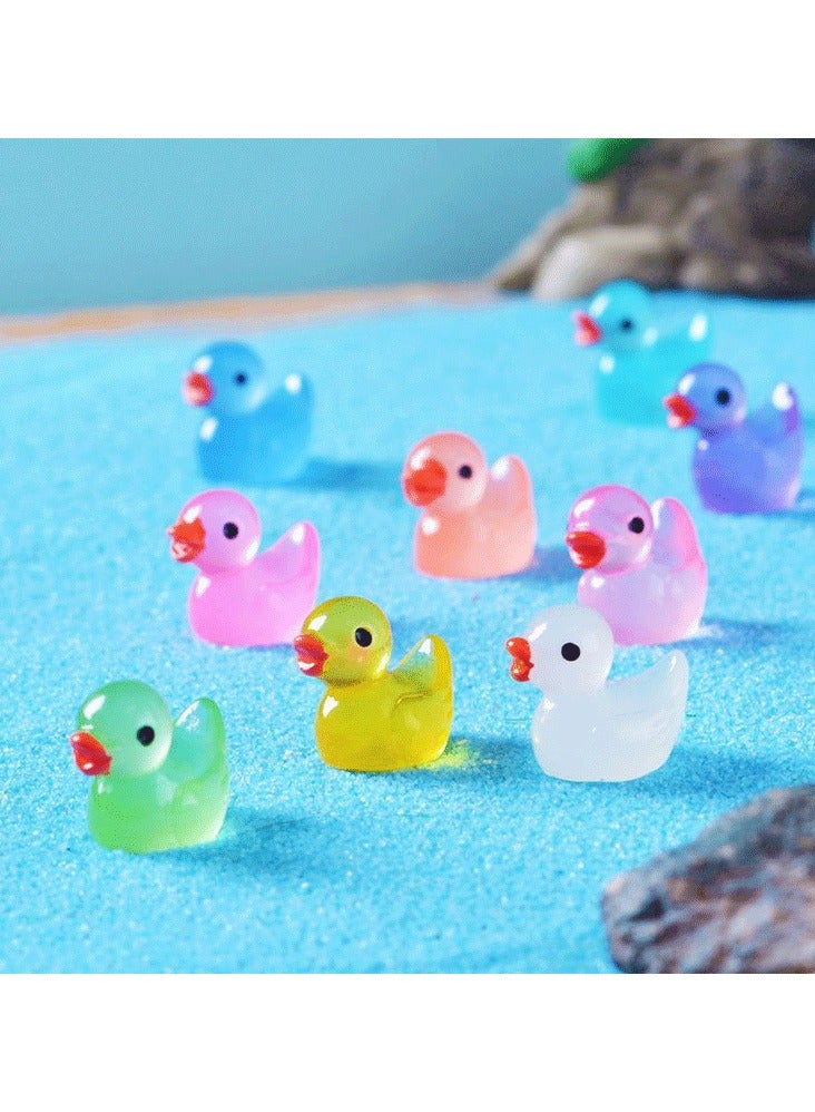 وينر 100 قطعة من البط الصغير المضيء المصنوع من الراتنج، زينة مصغرة على شكل بطة تتوهج في الظلام، لتزيين السلايم وبيت الدمى والحديقة (ألوان متعددة) - Image 4