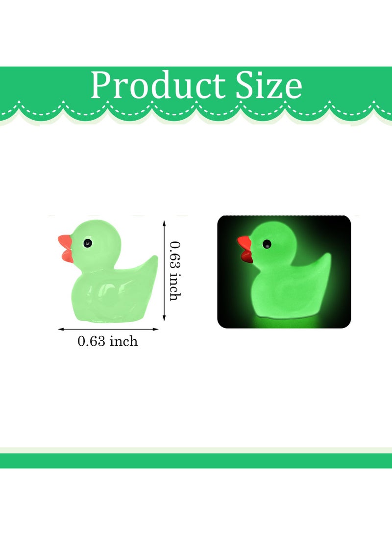 وينر 100 قطعة من البط الصغير المضيء المصنوع من الراتنج، زينة مصغرة على شكل بطة تتوهج في الظلام، لتزيين السلايم وبيت الدمى والحديقة (ألوان متعددة) - Image 2