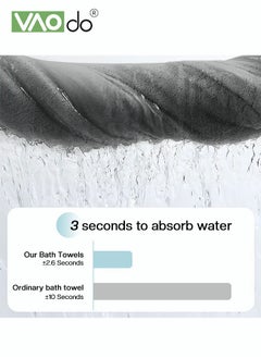 VAOdo 3PCS Cotton Bath Towel Set Fast Absorbent Skin-friendly and Soft Bath Towel*1PCS and 2PCS Towels Grey  - Image 3