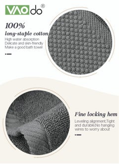 VAOdo 3PCS Cotton Bath Towel Set Fast Absorbent Skin-friendly and Soft Bath Towel*1PCS and 2PCS Towels Grey  - Image 4