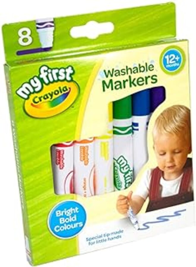 أقلام تلوين قابلة للغسل من CRAYOLA MyFirst - ألوان متنوعة (عبوة من 8 قطع) | أقلام تلوين سهلة الإمساك مثالية لأيدي الأطفال الصغار | مثالية للأطفال بعمر 12 شهرًا أو أكثر