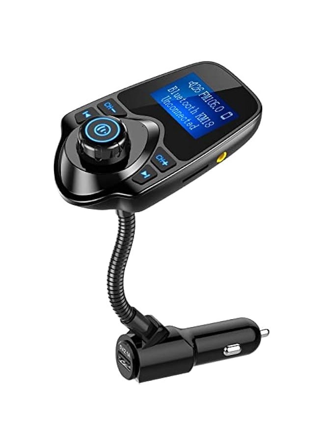 ANKOVO Bluetooth FM Transmitter Car Kit with 1.44 Display - Supports TF/SD Card and USB Charger for Smartphones  - Image 1