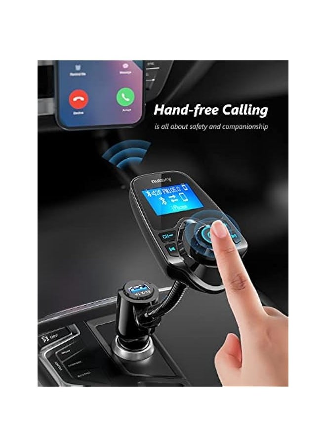 ANKOVO Bluetooth FM Transmitter Car Kit with 1.44 Display - Supports TF/SD Card and USB Charger for Smartphones  - Image 4