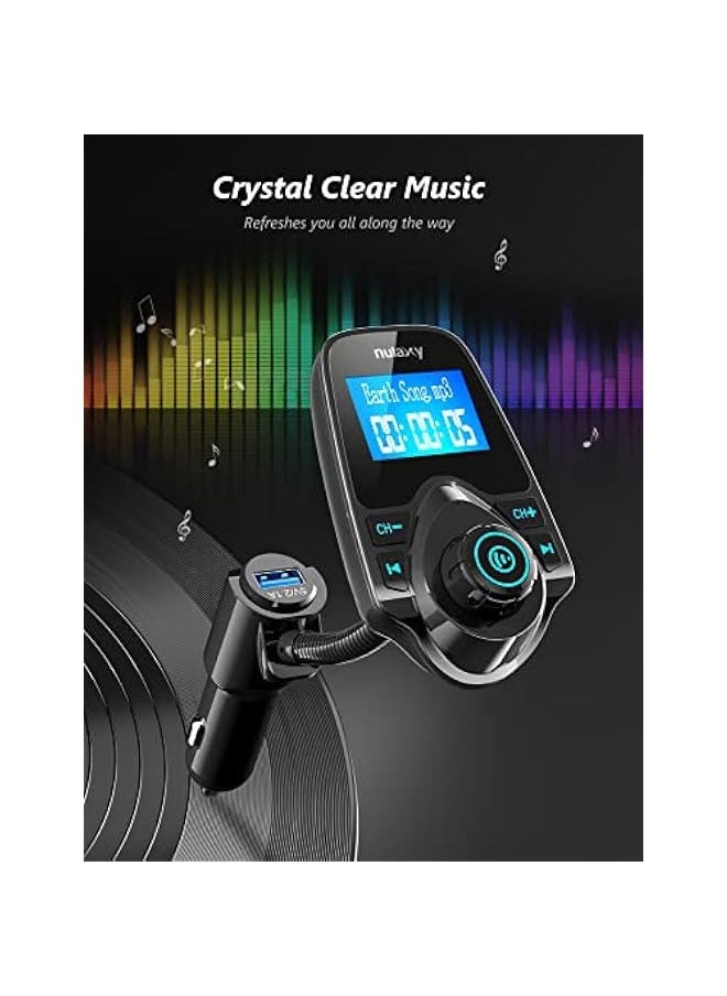 ANKOVO Bluetooth FM Transmitter Car Kit with 1.44 Display - Supports TF/SD Card and USB Charger for Smartphones  - Image 5