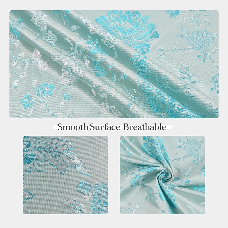 FRESH FROM LOOM Curtains for Door 7 Feet Long Door Window Curtain Premium Polyester Weaved Parda Parde for Living Room Bedroom Home Office Screens Eyelet Ring Aqua 7ft 2pc - Image 4
