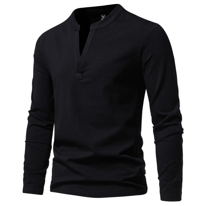 220g secret cotton Autumn New shihenli collar stand collar long sleeve T-shirt solid color base shirt 1812-yt231 P45 - Image 1
