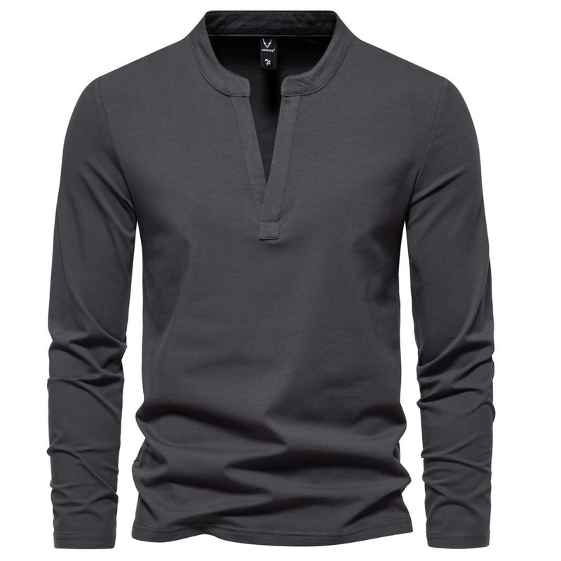 220g secret cotton Autumn New shihenli collar stand collar long sleeve T-shirt solid color base shirt 1812-yt231 P45 - Image 2