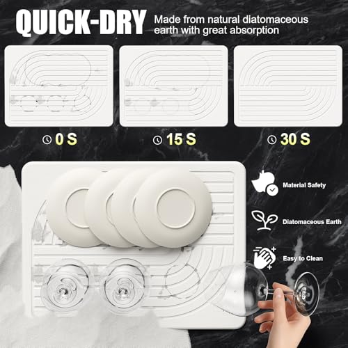 Slow Slog Stone Dish Drying Mat for Kitchen Counter Diatomaceous Earth Drying Mat, 15.8"x11.8" Super Absorbent Drying Stone, Quick Dry, Heat Resistant, Odorless (White) - Image 2