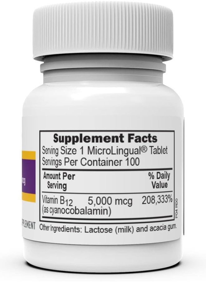 Superior Source No Shot Vitamin B-12 Cyanocobalamin 5000 mcg - Vitamin B-12 to Support Energy Production, Brain Health & Overall Wellness - Sublingual Tablets - 100 Dissolvable Tablets  - Image 2