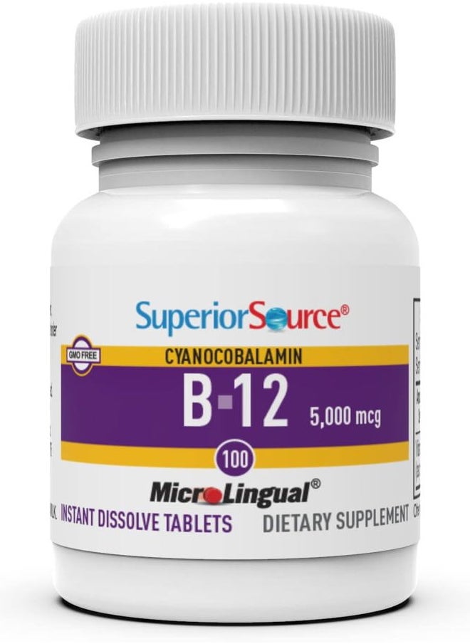 Superior Source No Shot Vitamin B-12 Cyanocobalamin 5000 mcg - Vitamin B-12 to Support Energy Production, Brain Health & Overall Wellness - Sublingual Tablets - 100 Dissolvable Tablets  - Image 3
