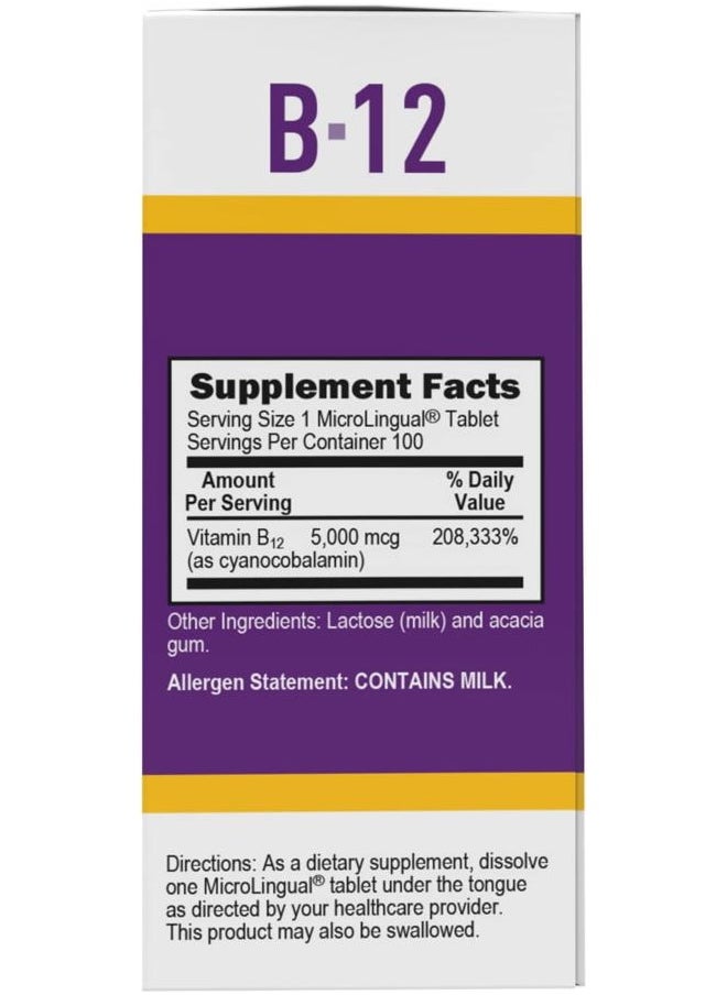 Superior Source No Shot Vitamin B-12 Cyanocobalamin 5000 mcg - Vitamin B-12 to Support Energy Production, Brain Health & Overall Wellness - Sublingual Tablets - 100 Dissolvable Tablets  - Image 4