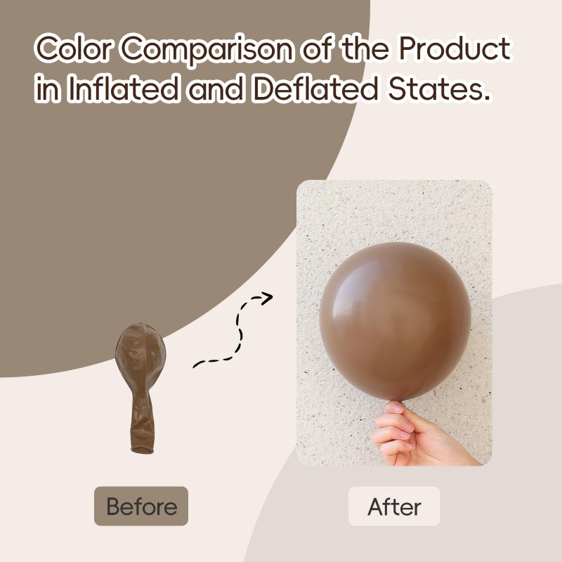awenztech Dark Brown Balloons 12 inch, Brown Latex Balloon 50pcs Party Balloons for Coffee Birthday Baby Shower Wedding Anniversary Party Decorations - Image 3