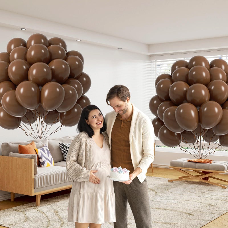 awenztech Dark Brown Balloons 12 inch, Brown Latex Balloon 50pcs Party Balloons for Coffee Birthday Baby Shower Wedding Anniversary Party Decorations - Image 5