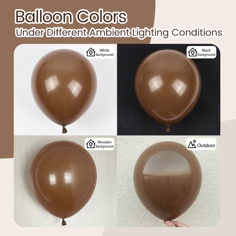 awenztech Dark Brown Balloons 12 inch, Brown Latex Balloon 50pcs Party Balloons for Coffee Birthday Baby Shower Wedding Anniversary Party Decorations - Image 4