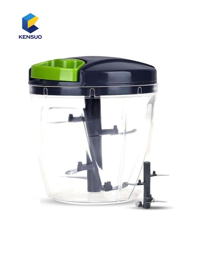 كِنشُو Vegetable Chopper Manual Pull 5 Blade 900ml Large Capacity Blender with Storage Lid for Fruits Meat Daily Kitchen Use - Image 1