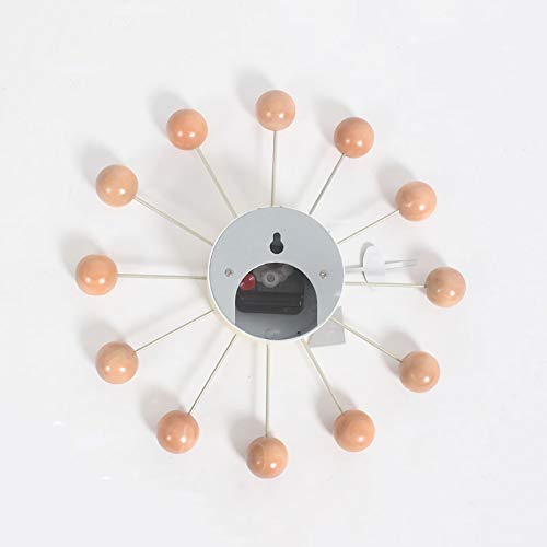 SHISEDECO Mid Century Art Retro Design Painted Solid Wood Non Ticking Decorative Modern Silent Wall Clocks for Home, Kitchen, Living Room, Office etc. (Ball Clock in Natural) - Image 3